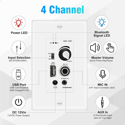 Altavoces Techo Bluetooth STUDIOFINIX 4 Bocinas 480W