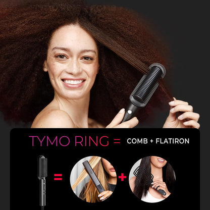 TYMO Cepillo para alisar el pelo, negro mate