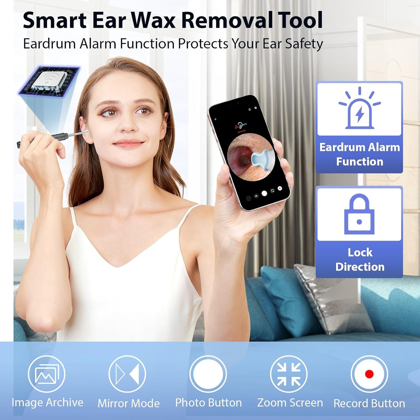 Cámara de eliminación de cera de oído incluye 9 púas de oído.