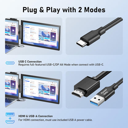 Monitor portátil extensor, 14" FHD 1080P, Plug and Play  (USADO)
