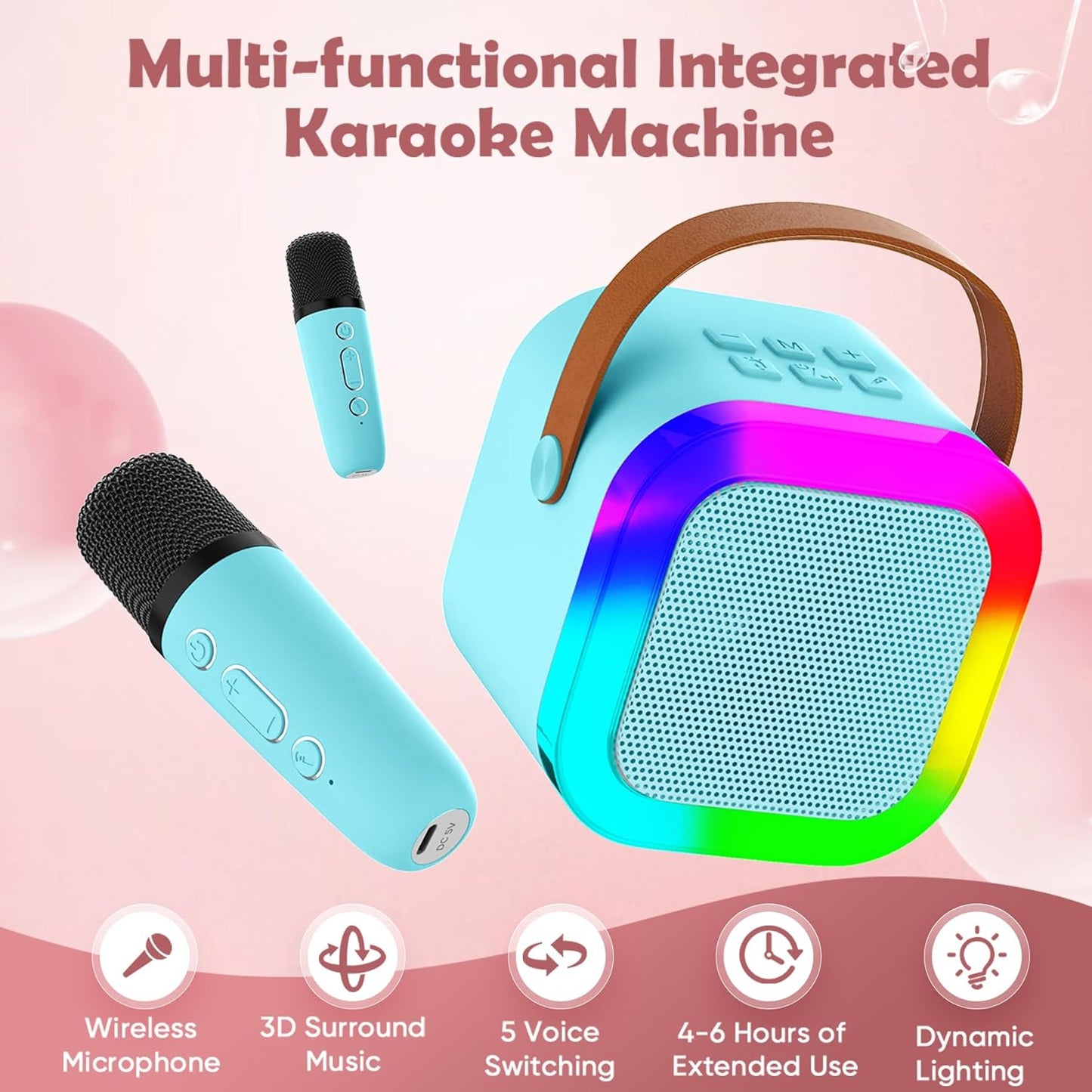 Aplsinvivi Mini altavoz para máquina de karaoke para niños.
