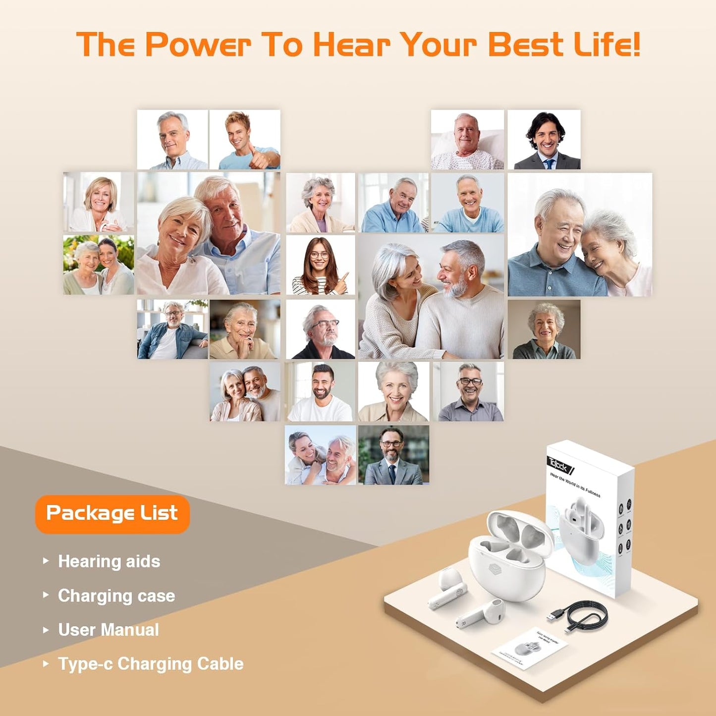 Amplificador auditivo para personas mayores y adultos.