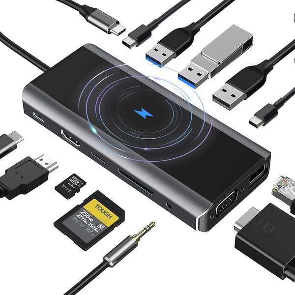 Concentrador USB C ikling, adaptador USB C 13 en 1 a HDMI. USADO