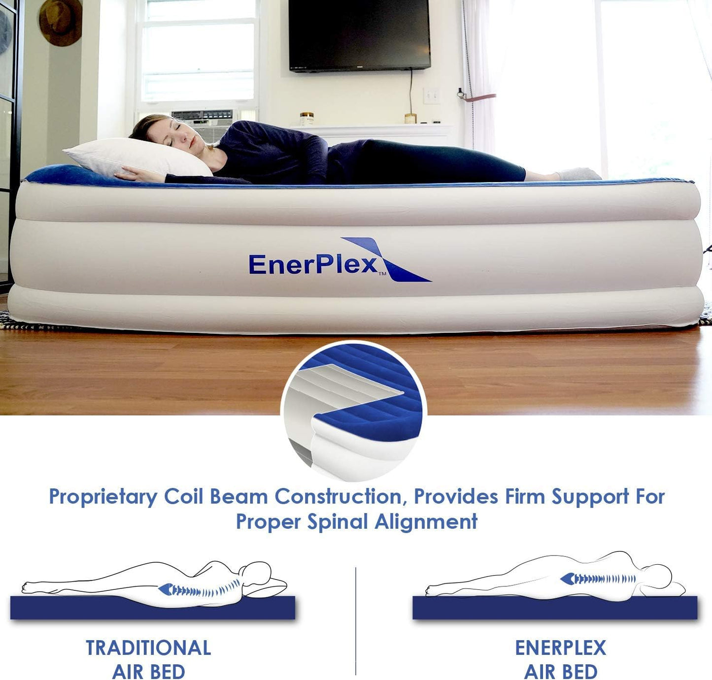 Colchón de aire de doble, con bomba integrada, ENERPLEX