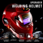 Casco de soldadura TRQWH rojo con oscurecimiento automático y energía solar — vista 3