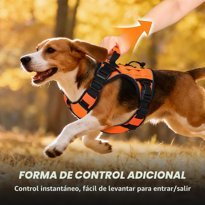 Arnés táctico Wingoin naranja, para perros medianos, reflectante ajustable