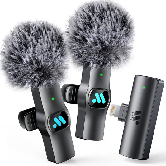 Leettus 2pcs micrófono inalámbrico con Clip para iPhone iPad