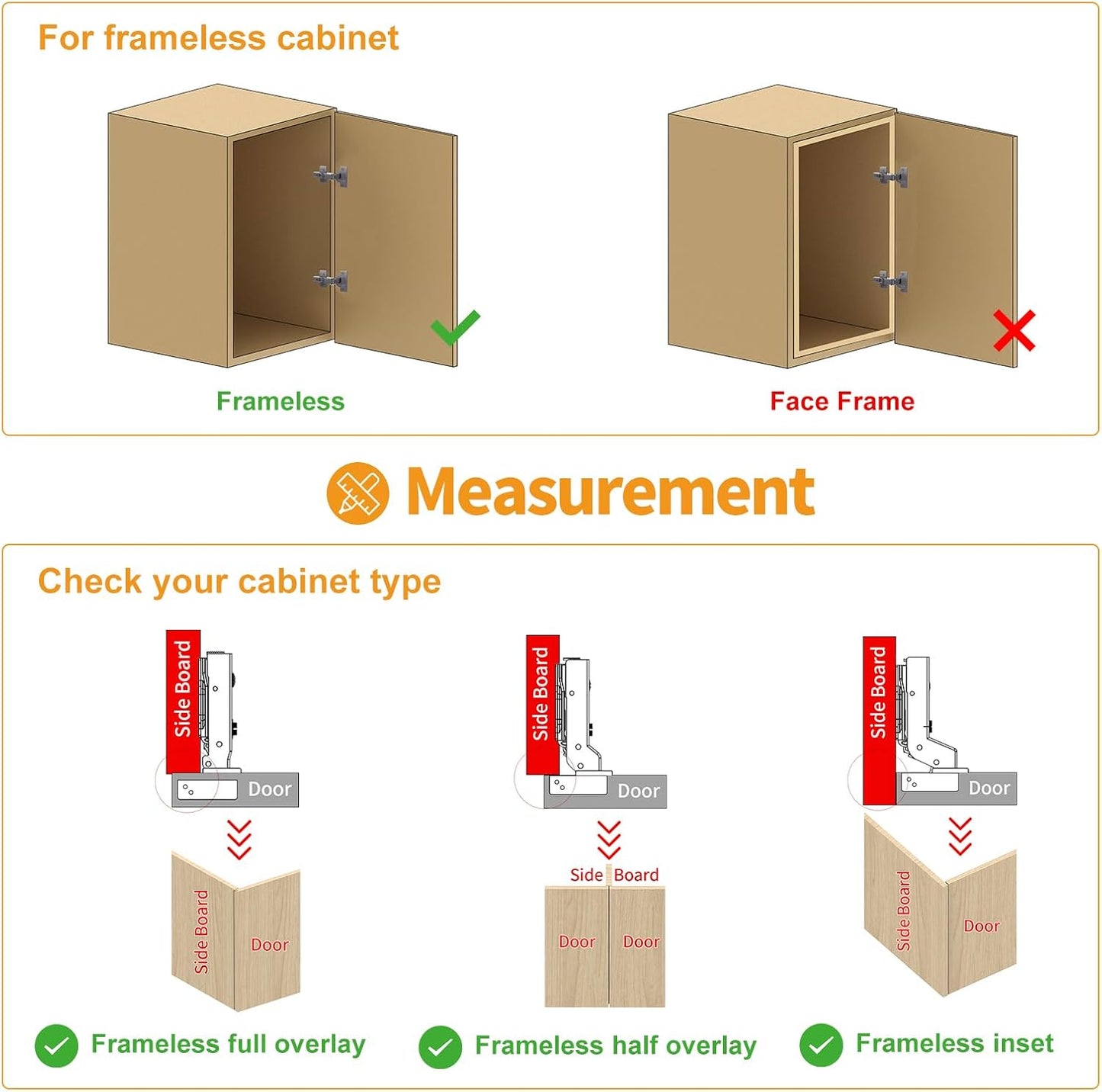 46 bisagras Chibery ocultas cierre suave automático sin marco
