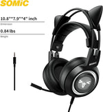 Auriculares stereo p/ juegos, con micrófono, desmontables, SOMIC.