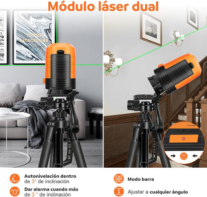 Nivel Láser Verde de 30m CHILEAD, Autonivelante con Carga USB para Construcción