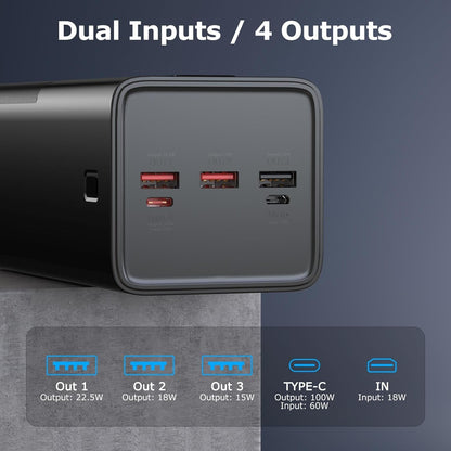 Cargador portátil de 100 W, 50000 mAh, 4 out, 3 in, (USADO).