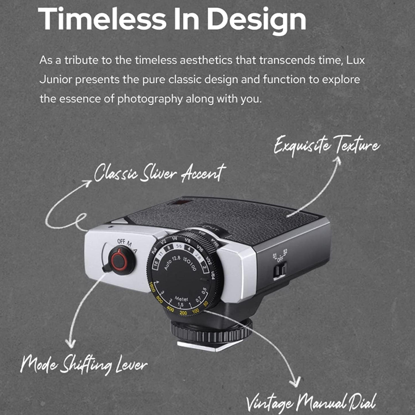 Flash de cámara retro, Godox Lux Junior,  7 niveles.