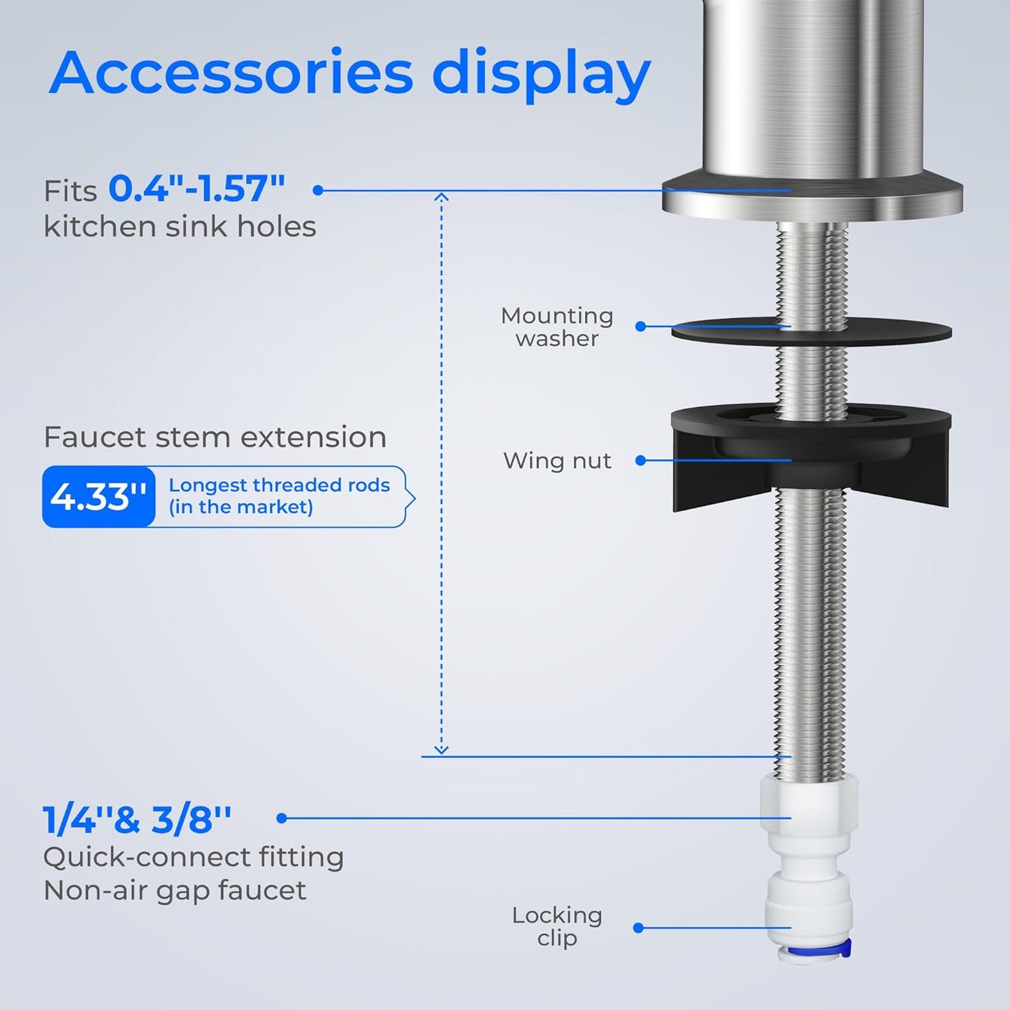 Grifo De Filtro De Agua Potable  Cepillado 360 GRADOS
