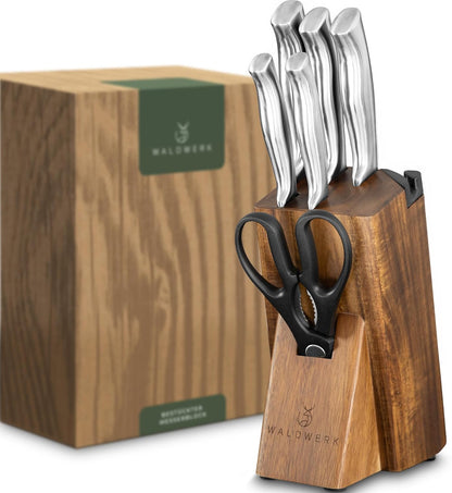 Juego de 7 cuchillos de cocina con bloque y afilador, Walderk (DETALLE)