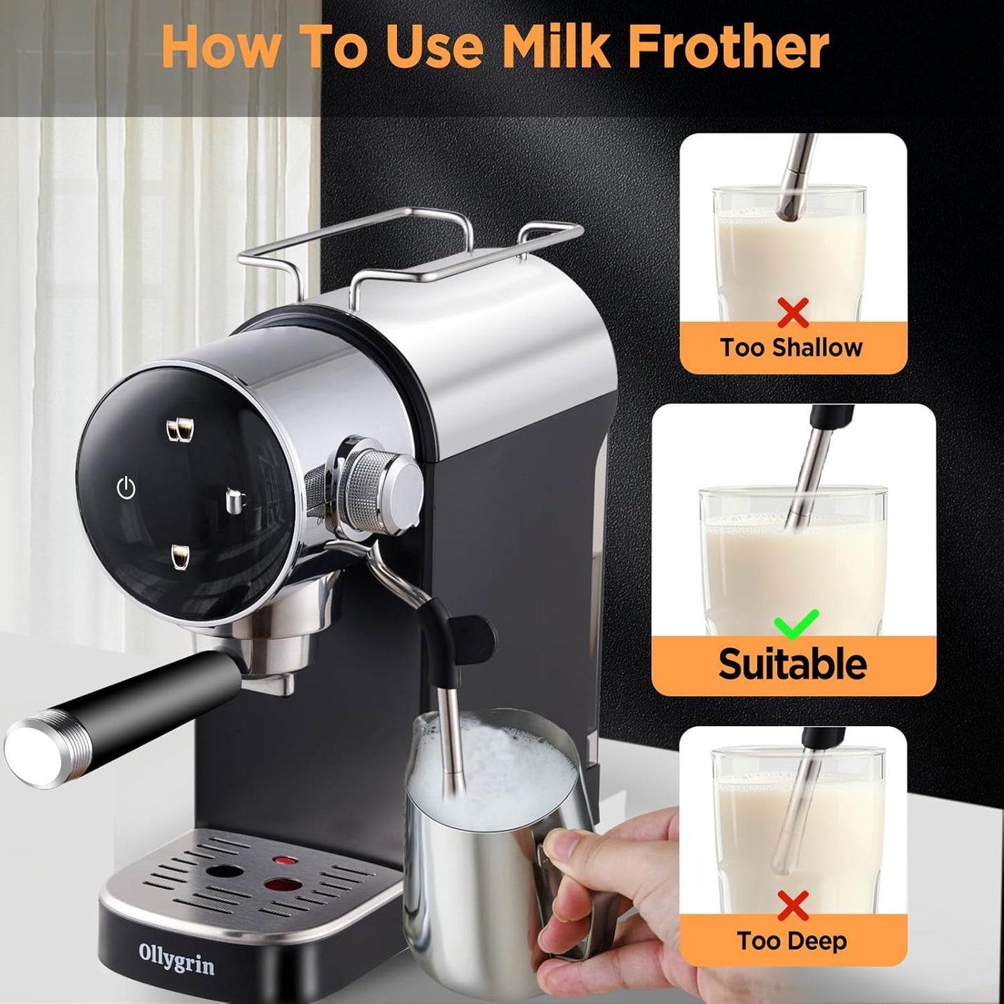 Máquina de café expreso semiautomática, c/espumador, (DETALLE)