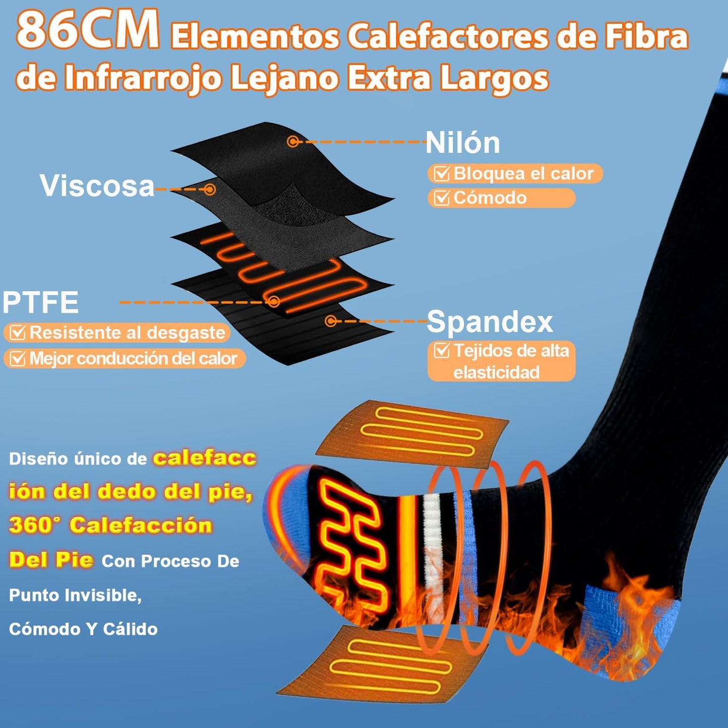 Calcetines Calefactables Termicos 6000mAh Recargable con APP Control