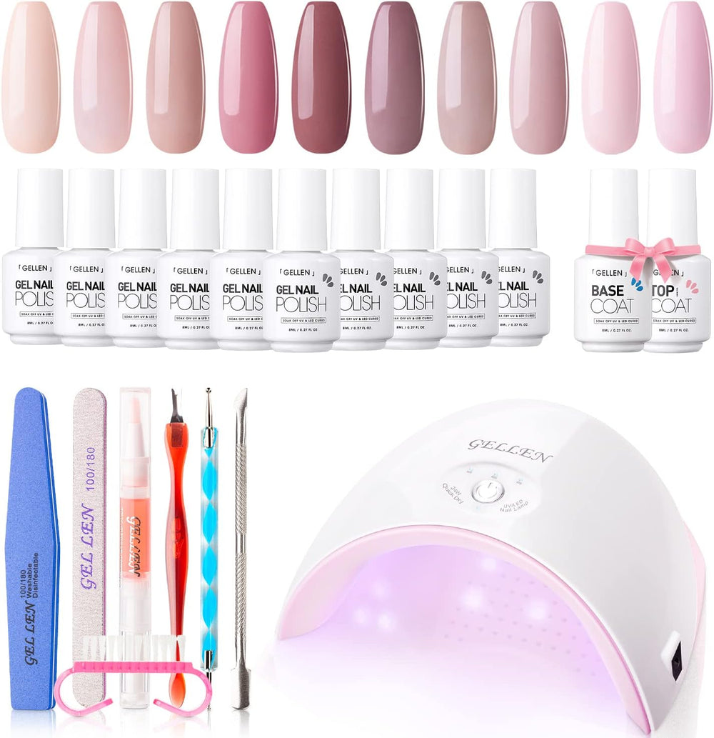 Kit Uñas Gel Gellen 10 Colores Lámpara UV LED