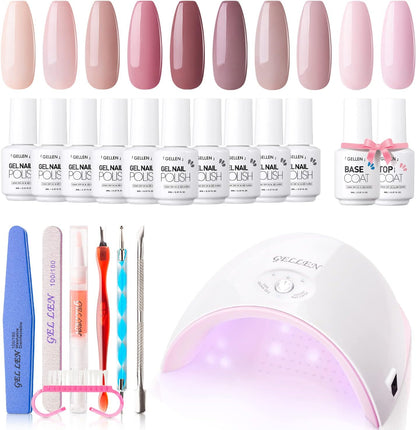 Kit Uñas Gel Gellen 10 Colores Lámpara UV LED