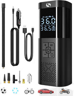 Mini-compresor portátil con manómetro Servomaster, Luz SOS.