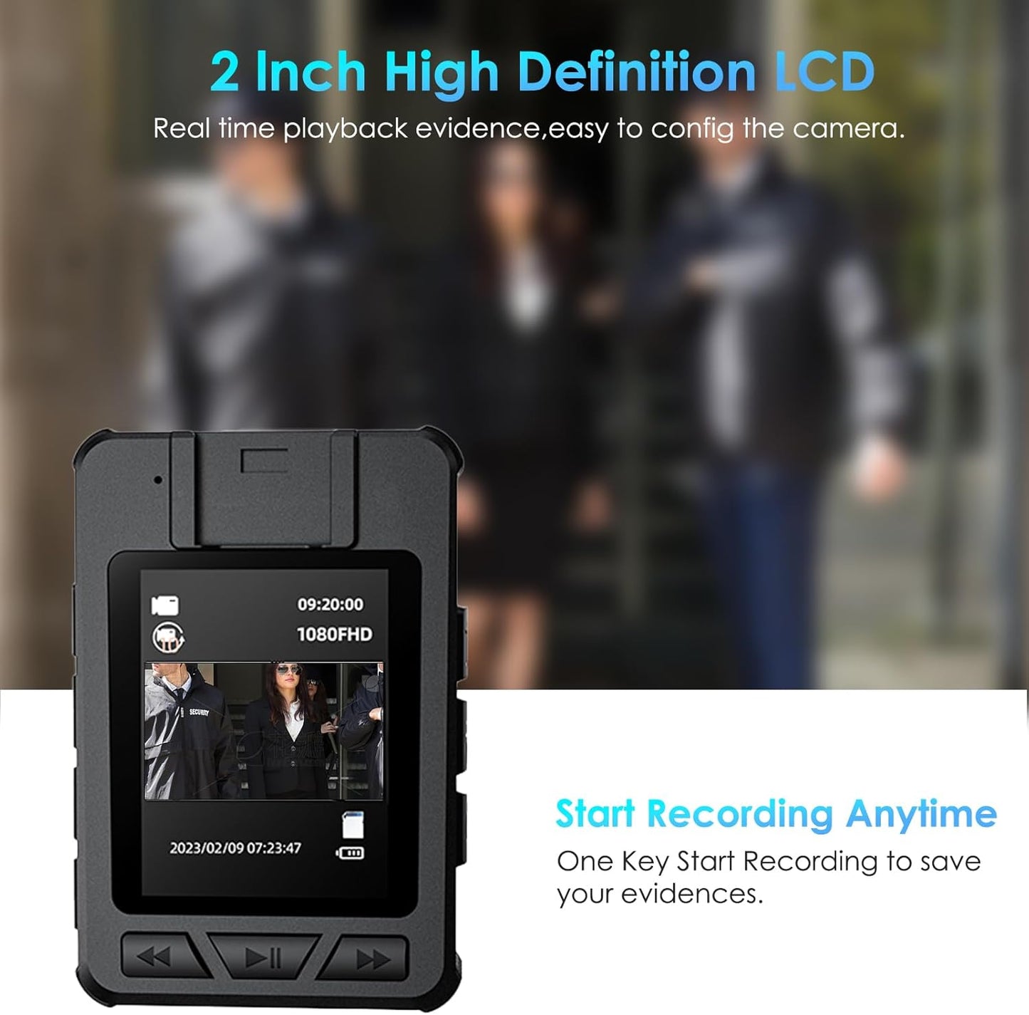 Cámara corporal con grabación de audio y video, 4K, 1080P.