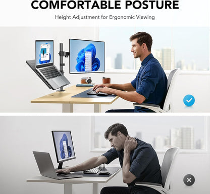 Soporte de monitor ajustable de escritorio para pantalla de 32" y laptop de 17 " HUANUO