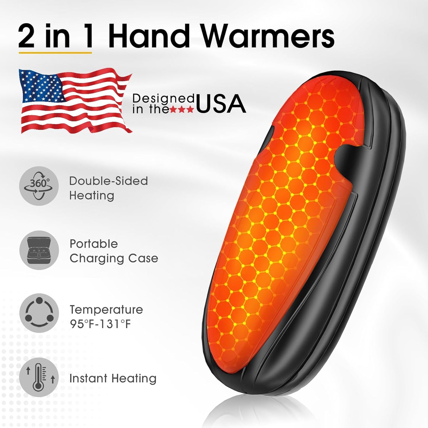 Calentadores de manos con IA recargables estuche de carga (USADO)