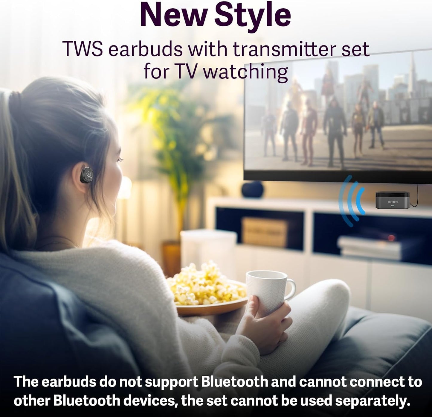Soundodo - Auriculares inalámbricos para televisión con base de carga.
