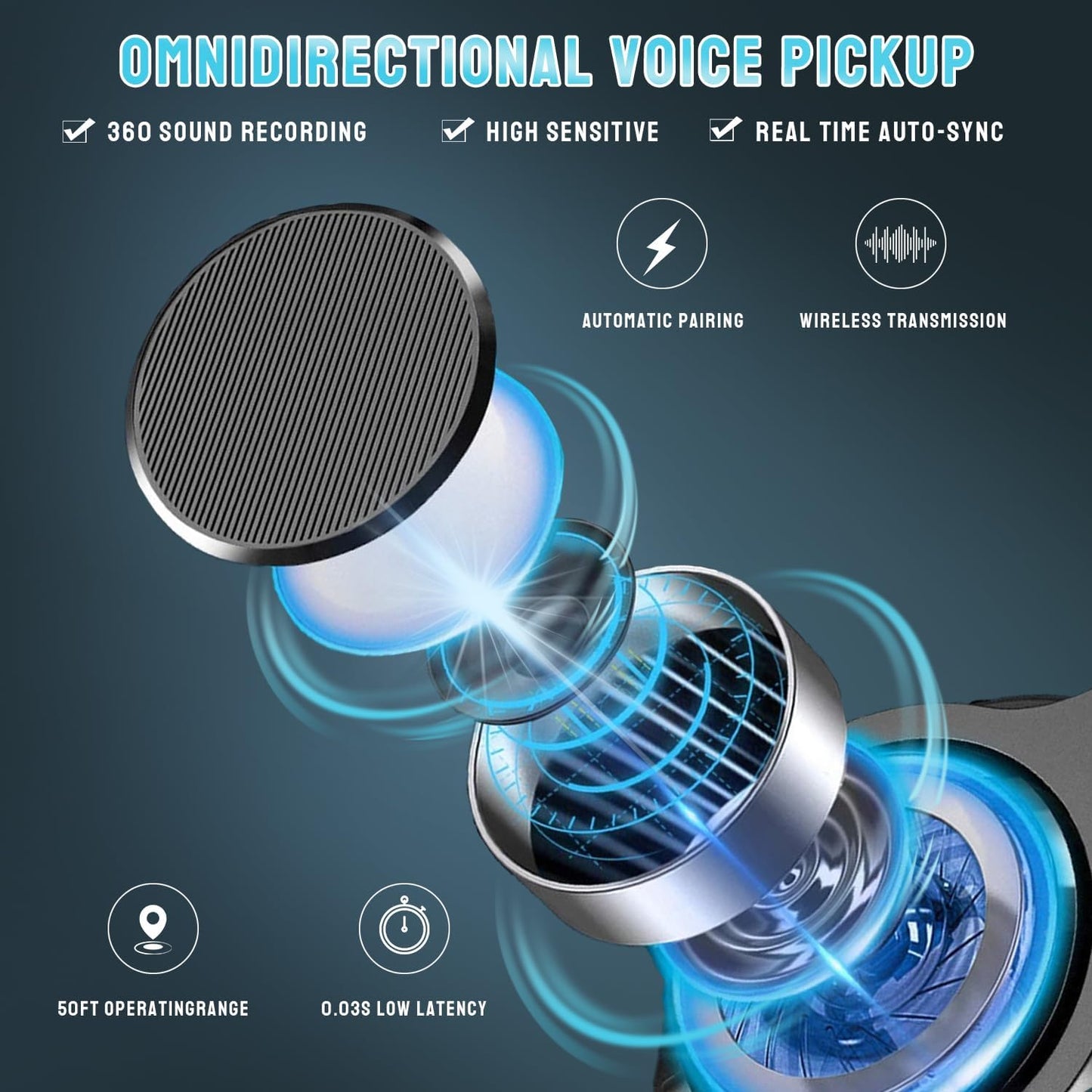 Micrófono inalámbrico para iPhone Android