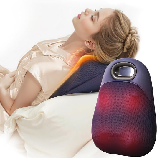 Masajeador de espalda de mano con mango ergonómico, superficie texturizada.