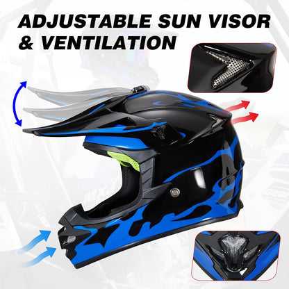 Casco de motocross para niños, con gafas y guantes, (USADO).