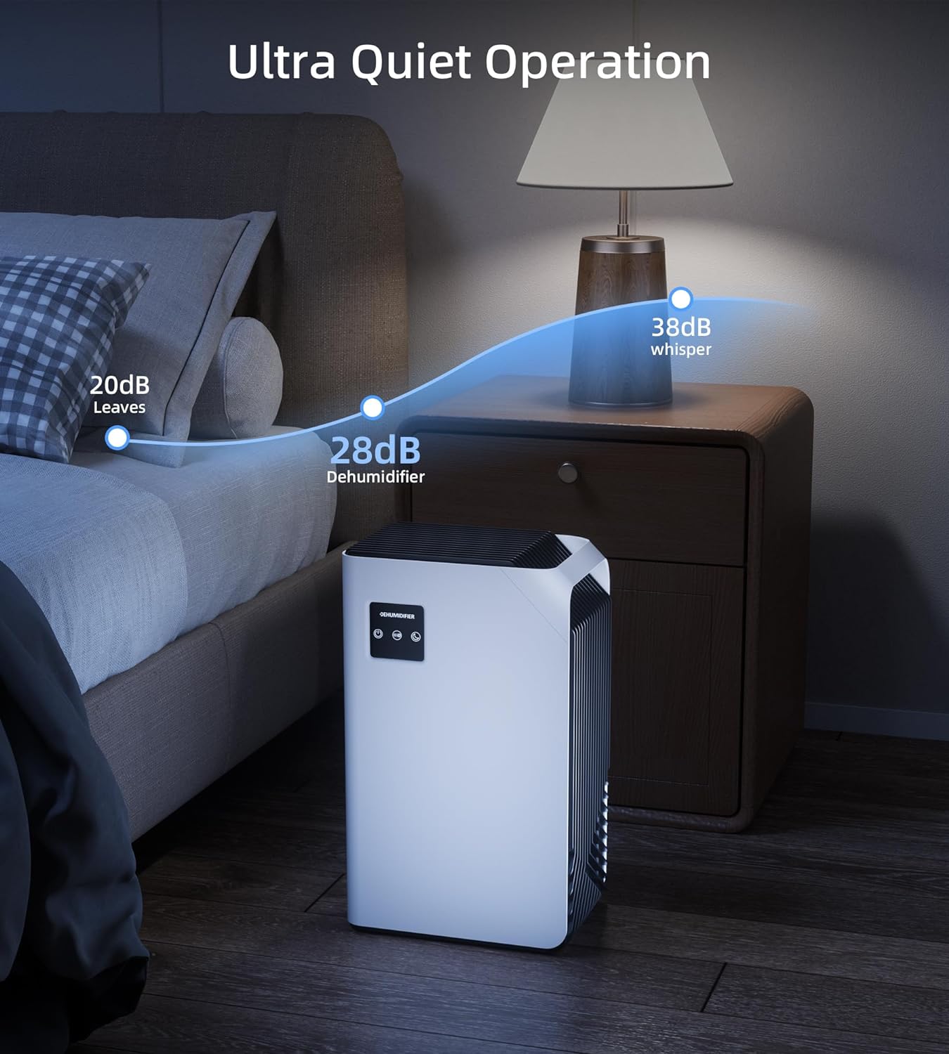 Deshumidificador portátil para dormitorio, 88 onzas, luces LED.