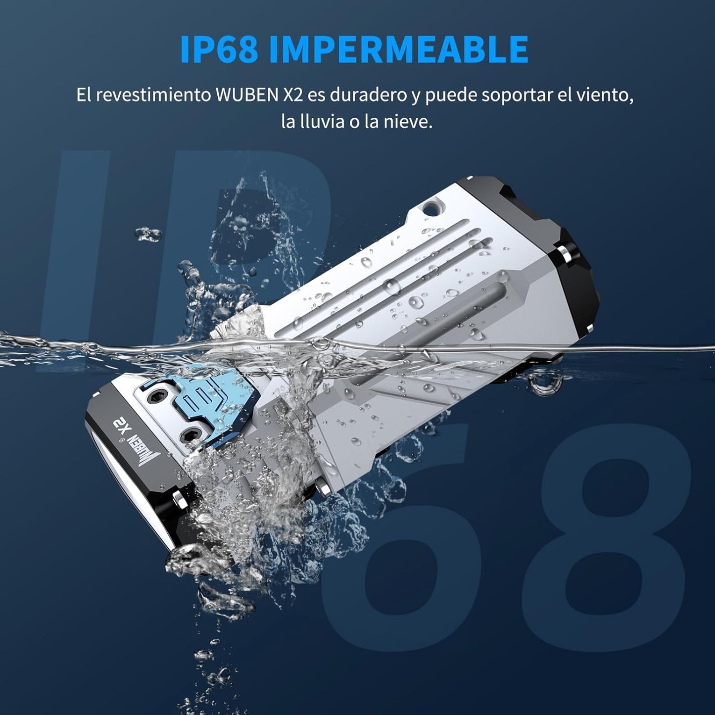 WUBEN X2 Linterna LED Recargable, 1800 lúmenes.