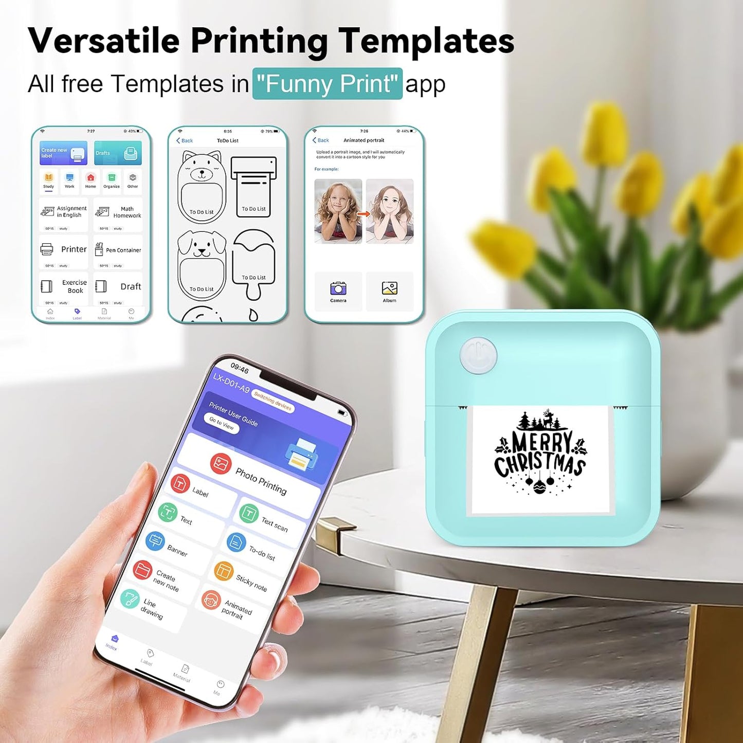 Mini impresora térmica portátil Bluetooth, etiquetadora de bolsillo.