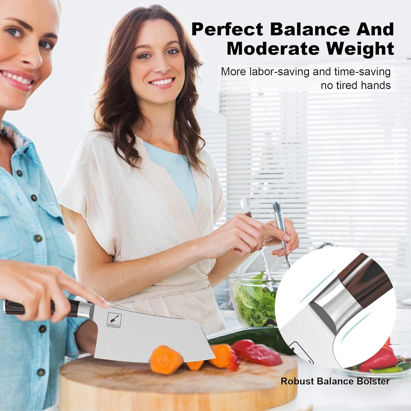 Cuchillo de carnicero imarku, mango de madera de Pakka.