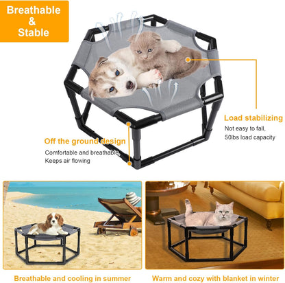 Cama elevada para perros o gatos pequeños, malla lavable y transpirable.