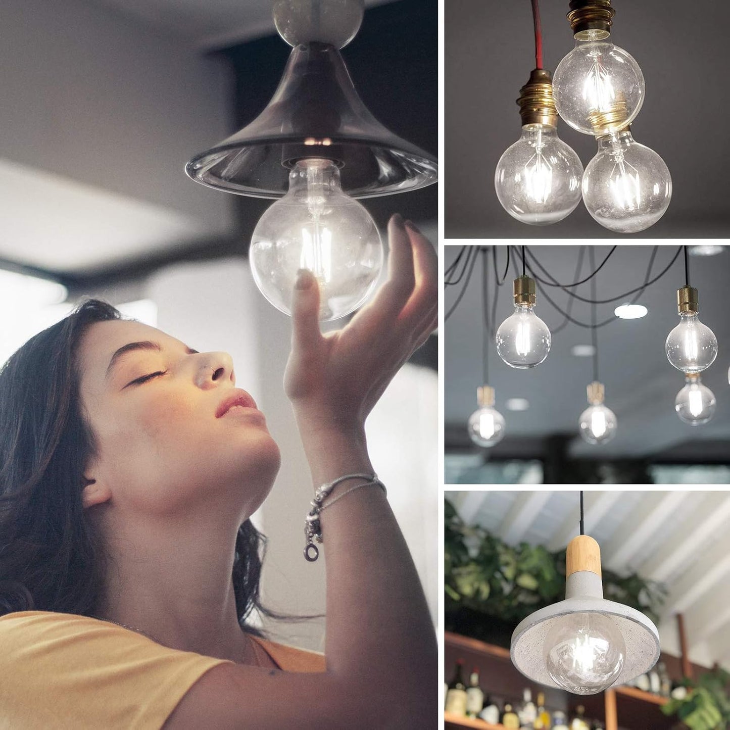 Bombillas de Globo, Ascher Vintage, E26, 6W, LED, 4000K, Vintage.