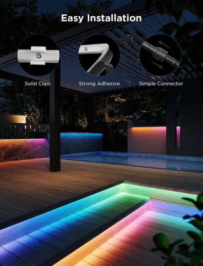 Tiras de luces LED para exteriores Govee RGBIC, luz blanca cálida y fría, 10M