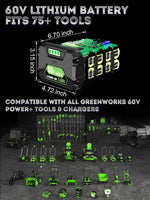 Batería de repuesto de 5.0Ah para Greenworks de 60 V, LB60A03-LB60A02-LB60A00.