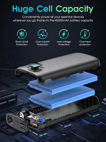 Cargador portátil de 40 000 mAh linterna integrada