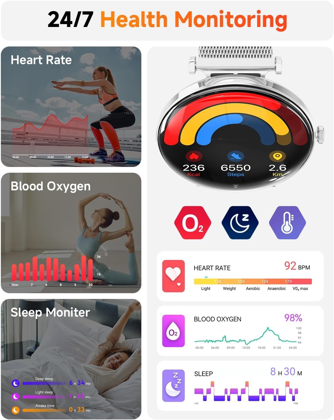 Reloj inteligente convexo podómetro fitness V92