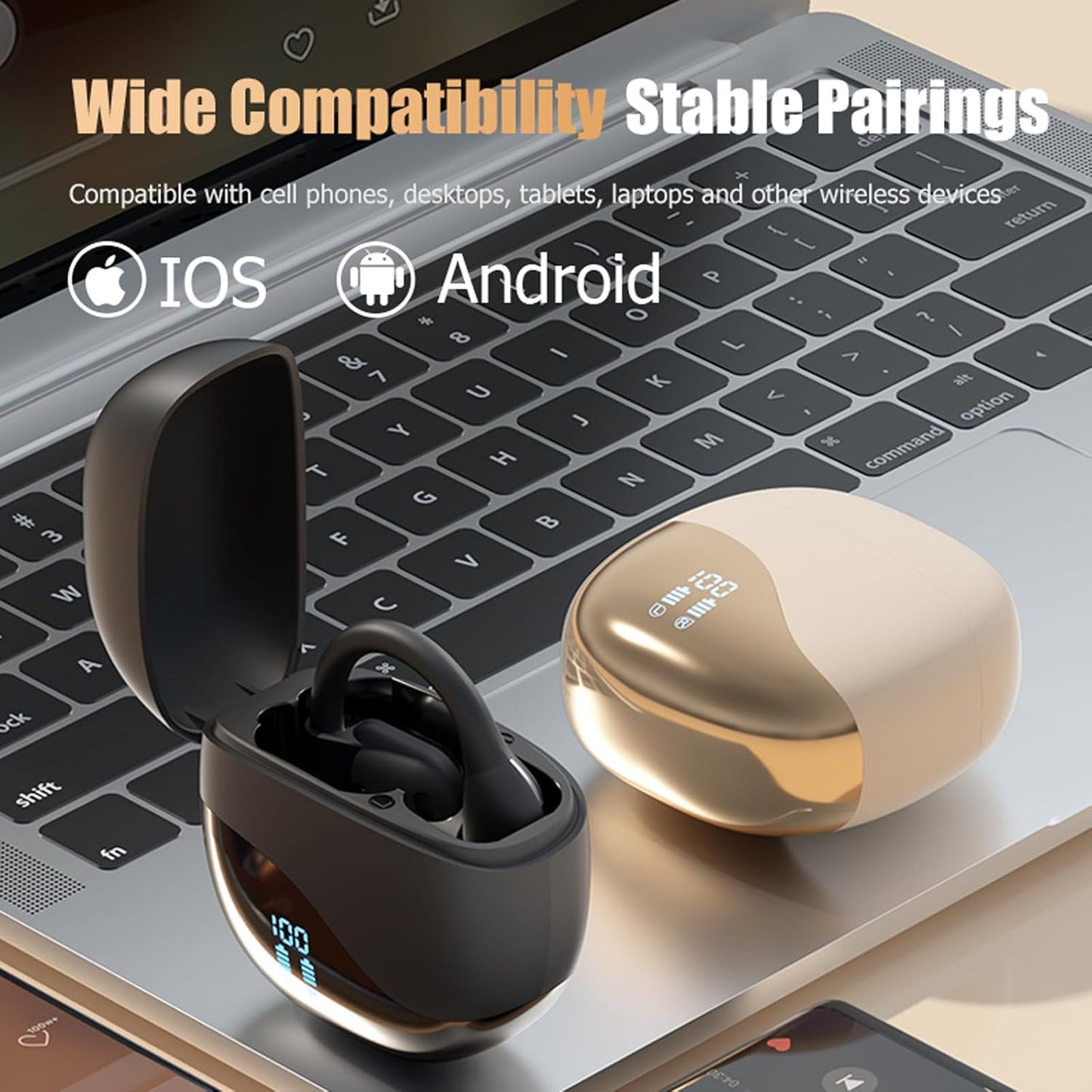 Auriculares deportivos inalámbricos de conducción ósea.