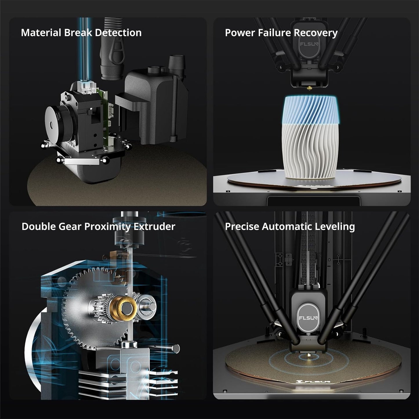 Impresora 3D Flsun T1, de alta velocidad de 1000 mm/s, 30,000r/min.
