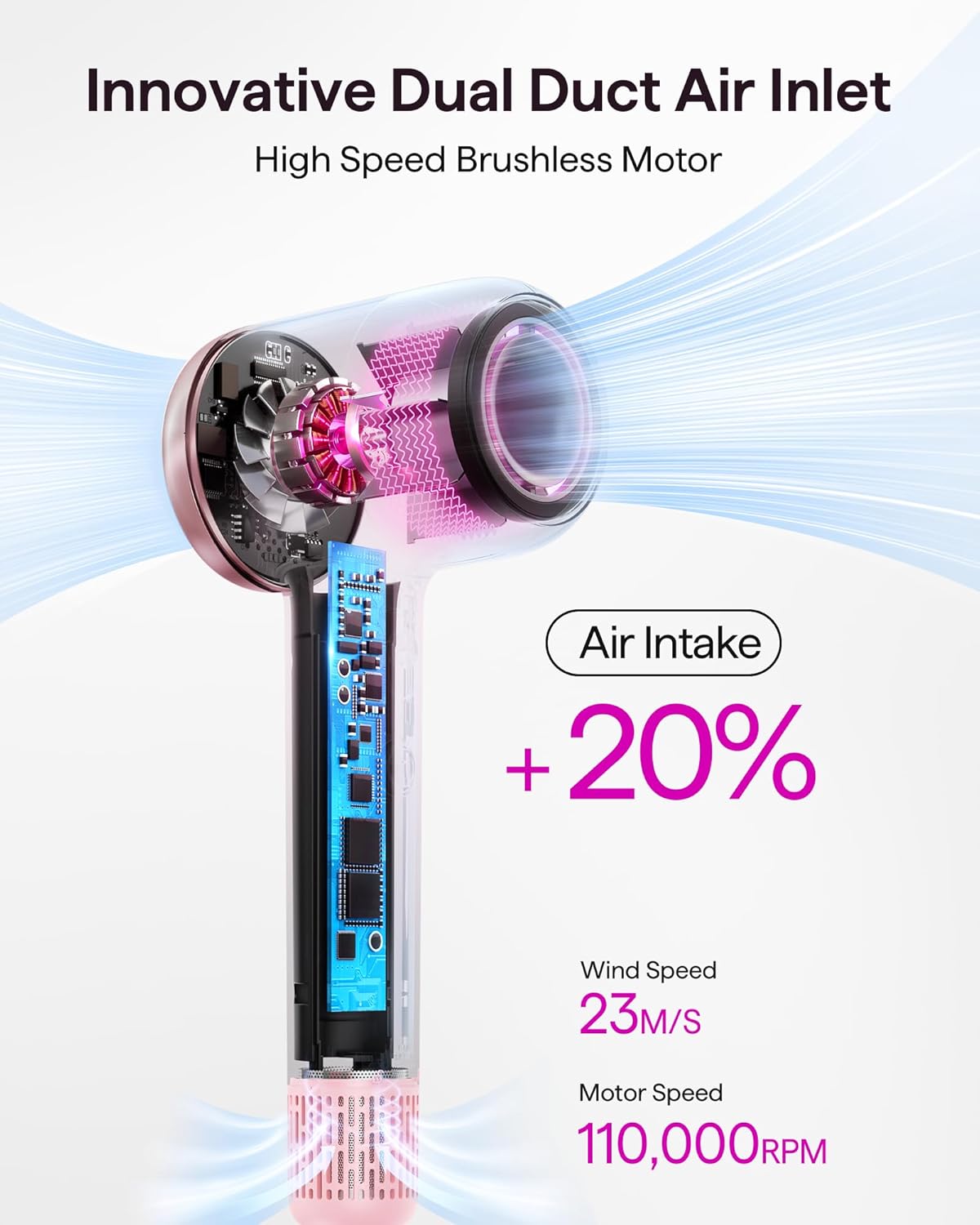 Wavytalk, Secador de pelo, 2 accesorios magnéticos, (USADO).