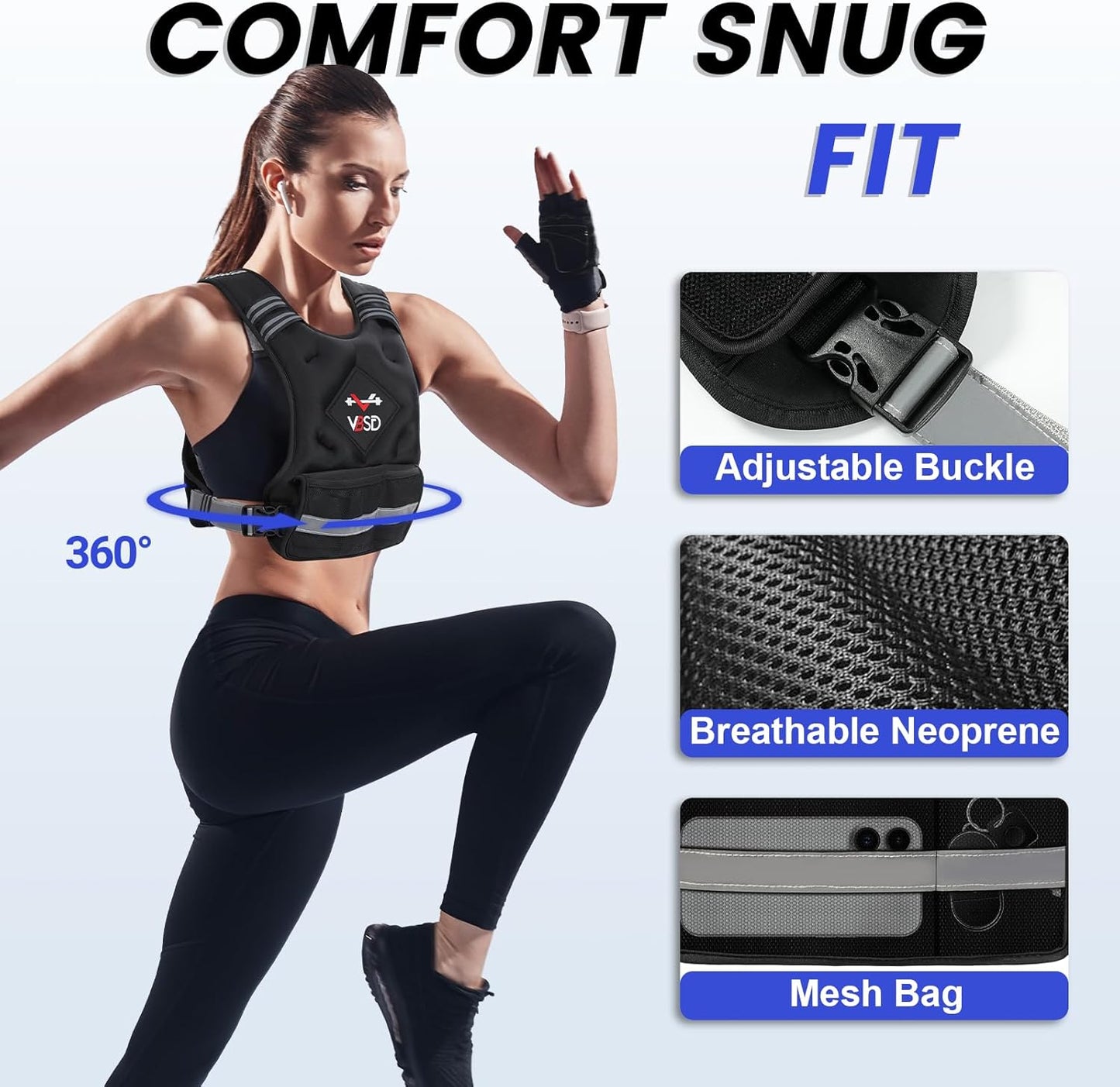 Chaleco lastrado ajustable VBSD para hombres y mujeres.(19LB)