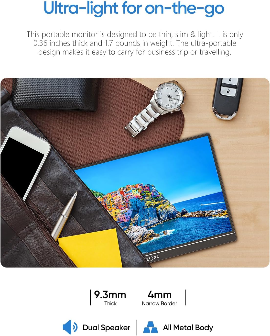 Monitor portátil para juegos de 16.1 pulgadas y 144 Hz, lap, PC, PS5, Mac.