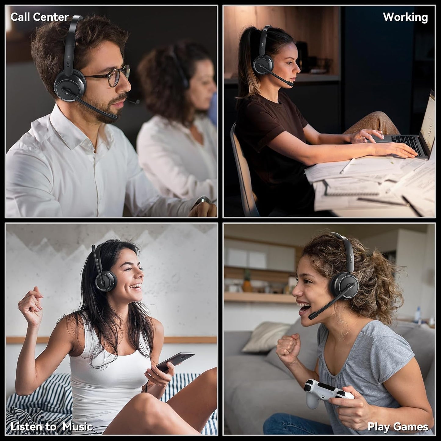 LEVN - Auriculares inalámbricos con micrófono.