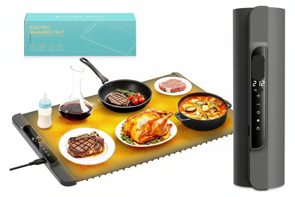 Tapete de calentamiento para alimentos, eléctrica de silicona, Negro.