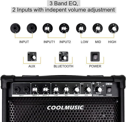 Bafle Tambor Amplificado DM30 Portátil Recargable