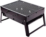 Asador de carbón portátil, plegable de acero inoxidable, uso exterior.