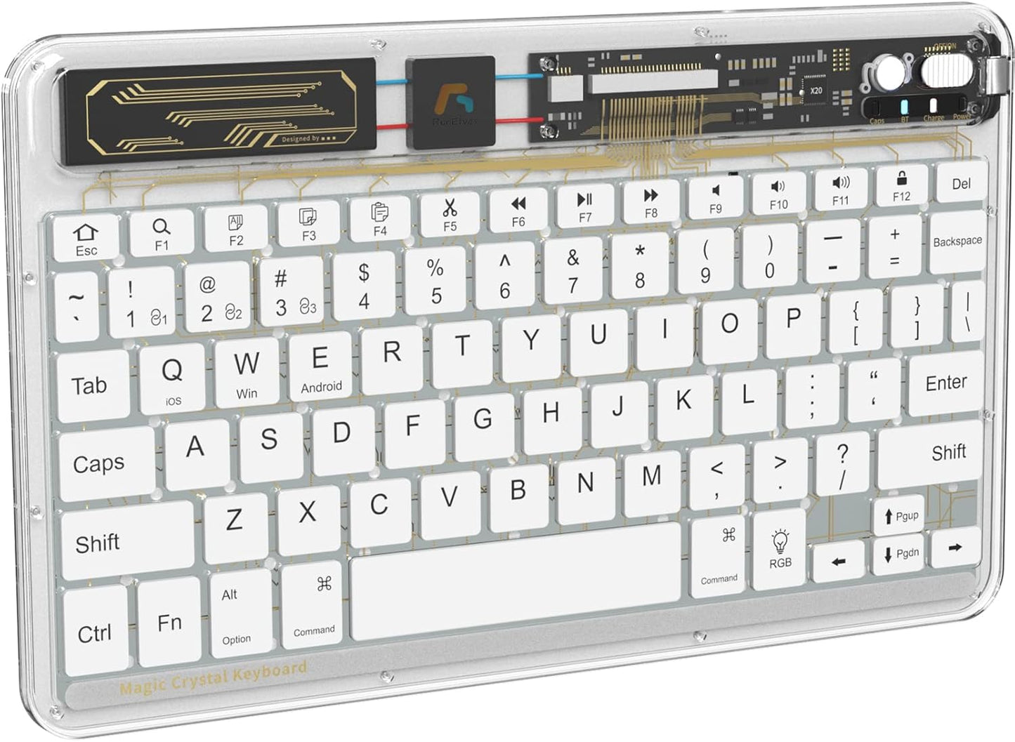 Mini teclado Bluetooth inalámbrico, 7 colores RGB,  iOS, Android.